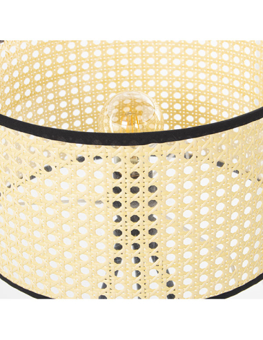 Lámpara sobremesa metal pantalla mimbre