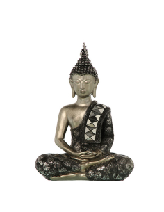 Figura buda resina plata y...