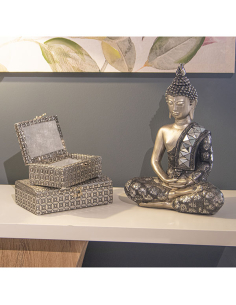 Figura buda resina plata y... 2