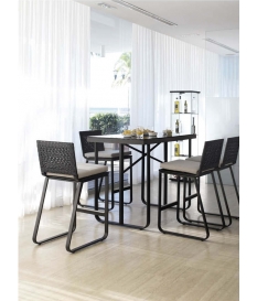 Conjunto jardín Star 4 taburetes y mesa bar 130x73 cm