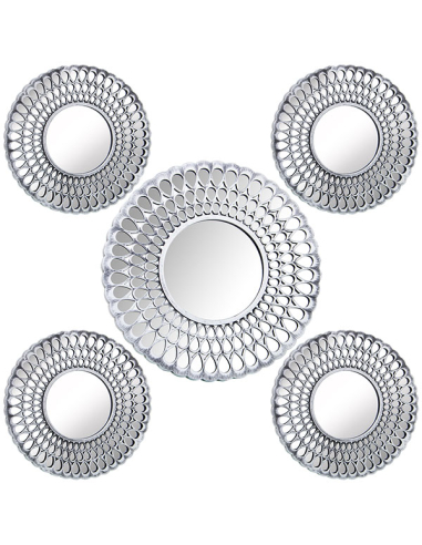 Set cinco apliques espejo plateados