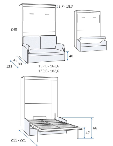 Cama abatible vertical ancha con sofá... Cama abatible vertical ancha con sofá...