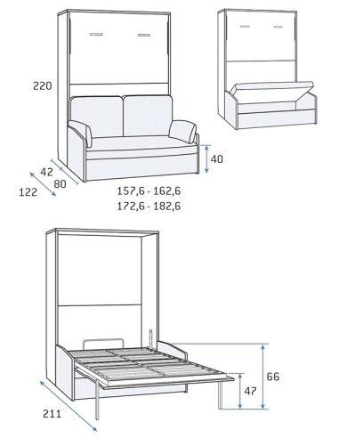 Cama abatible vertical ancha con sofá... Cama abatible vertical ancha con sofá...