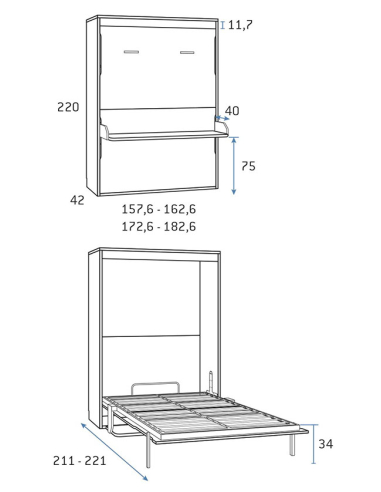 Cama abatible vertical ancha con...