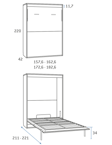Cama abatible vertical ancha fondo 42 Cama abatible vertical ancha fondo 42