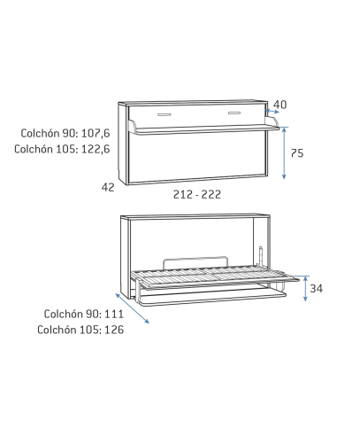 Cama abatible horizontal fondo 42...