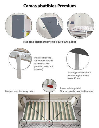 Cama abatible vertical ancha altillo...