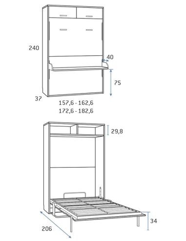 Cama abatible vertical ancha altillo...
