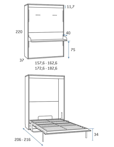 Cama abatible vertical ancha con... Cama abatible vertical ancha con...
