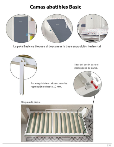 Cama abatible vertical con altillo