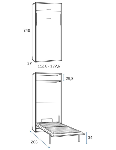 Cama abatible vertical con altillo