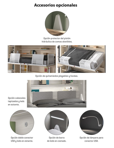 Cama abatible horizontal ancha