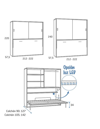 Cama abatible horizontal con armario Cama abatible horizontal con armario
