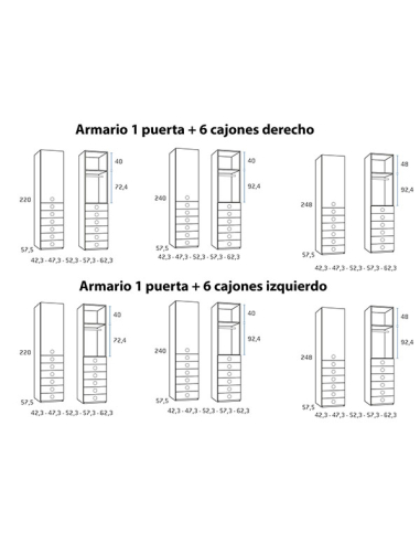 Armario juvenil 1 puerta 6 cajones... Armario juvenil 1 puerta 6 cajones...