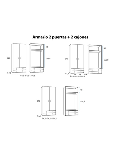 Armario juvenil 2 puertas 2 cajones...