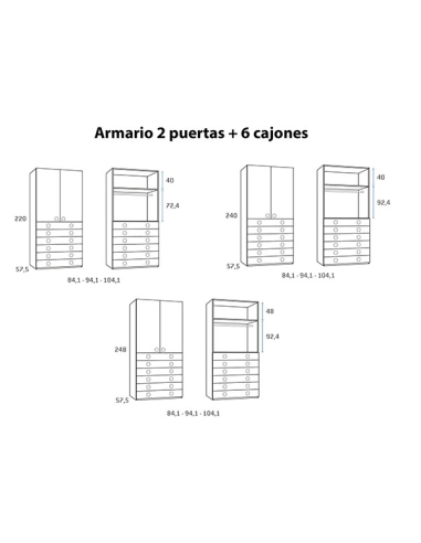 Armario juvenil 2 puertas 6 cajones... Armario juvenil 2 puertas 6 cajones...