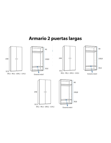 Armario juvenil 2 puertas largas