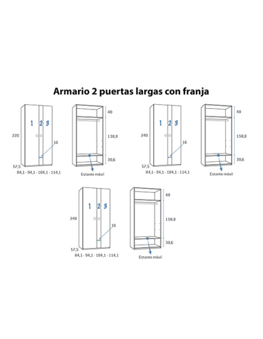 Armario juvenil 2 puertas largas con...