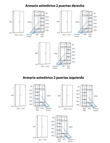 Armario juvenil asimétrico 2 puertas...