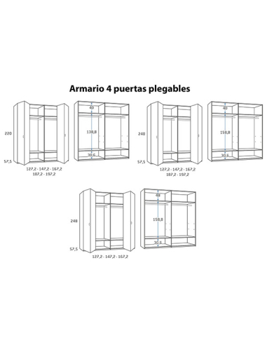Armario juvenil 4 puertas plegables