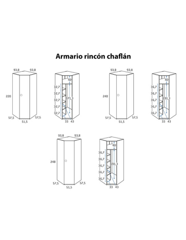 Armario juvenil rincón chaflán 1 puerta Armario juvenil rincón chaflán 1 puerta
