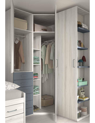 Armario juvenil rincón chaflán recto...