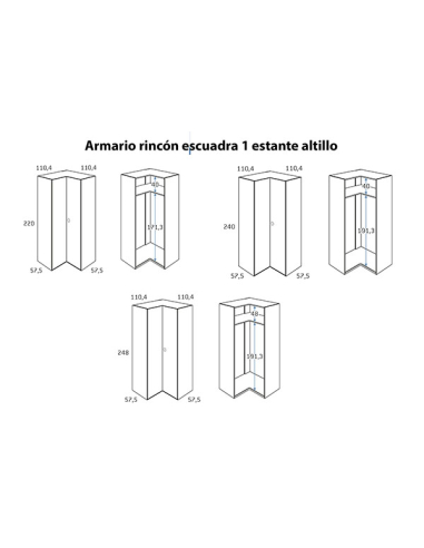 Armario juvenil rincón escuadra sin...