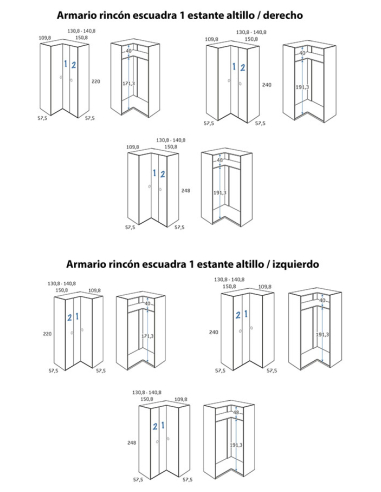 Armario juvenil rincón escuadra sin...