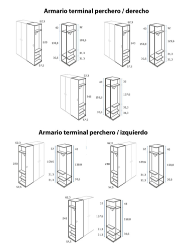 Armario juvenil terminal perchero Armario juvenil terminal perchero