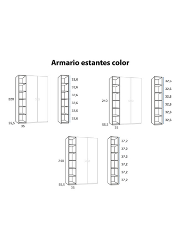 Armario juvenil estantes color