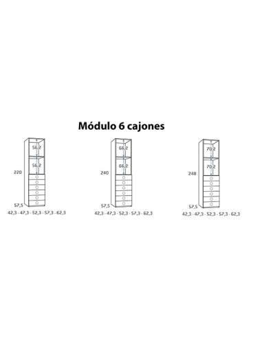 Armario juvenil seis cajones y estante