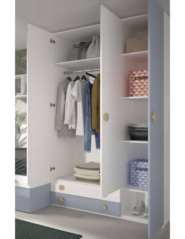 Armario juvenil 3 puertas 2 cajones...