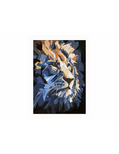 Lienzo decorativo león fondo negro óleo