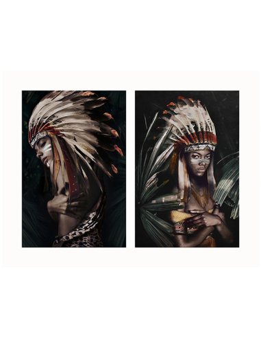 Set 2 Lienzos decorativo india plumas...