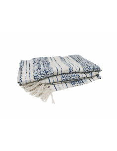 Manta bordada rayas blanco...