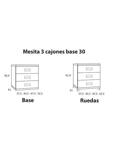 Mesita tres cajones con base Mesita tres cajones con base