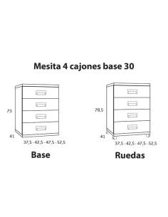 Mesita cuatro cajones con base 2