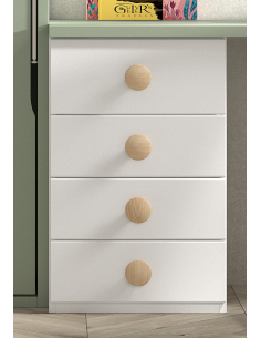 Mesita cuatro cajones con base