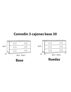 Comodín tres cajones base 2