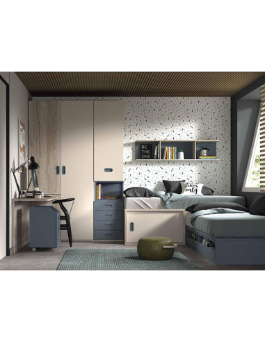 Armario juvenil 6 cajones, estante y...