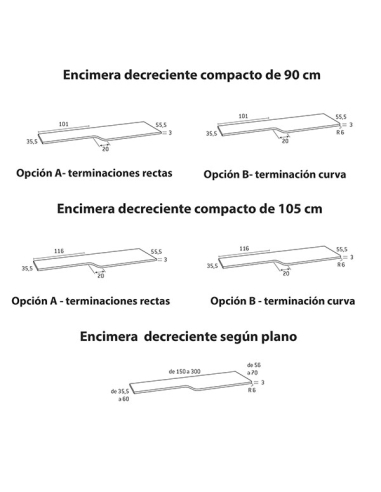 Encimera escritorio 30 decreciente