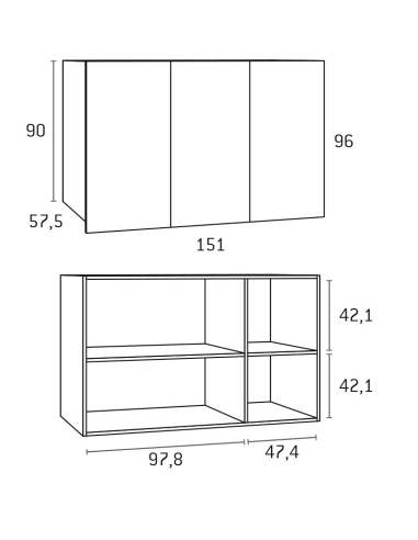 Puente puertas sin tirador 90 alto