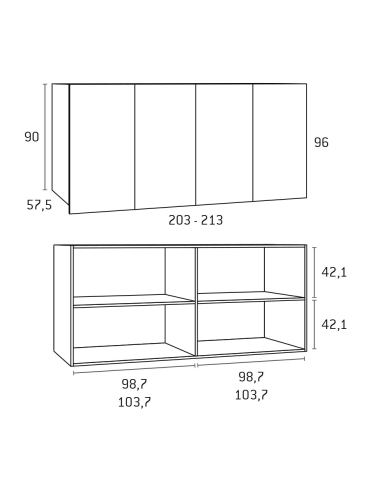 Puente puertas sin tirador 90 alto