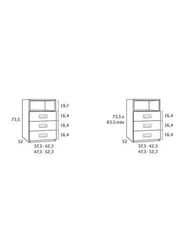 Bajo mesa estudio tres cajones
