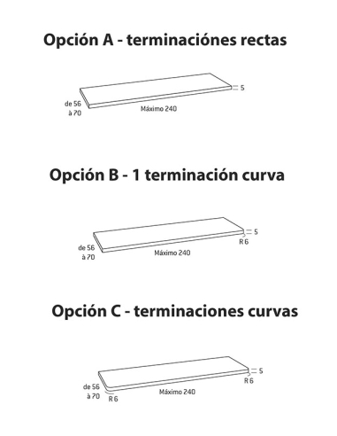 Encimera escritorio 50 recta a medida