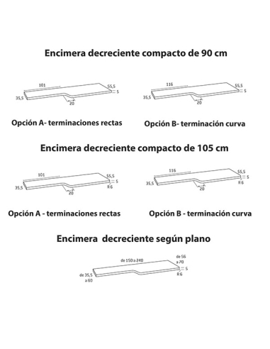 Encimera escritorio 50 decreciente