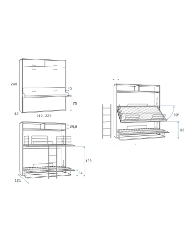 Cama abatible horizontal doble con... Cama abatible horizontal doble con...