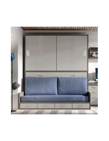 Cama abatible horizontal con sofá 105 x 190 cm.