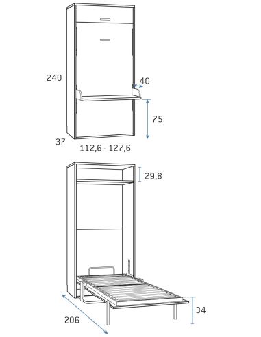 Cama abatible vertical 90/105 con...