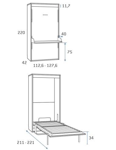 Cama abatible vertical 90/105 con...